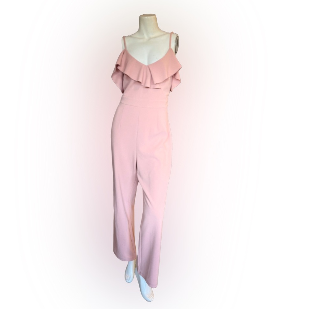 Papillon Pink Ruffle Wide-Leg Jumpsuit - Size M